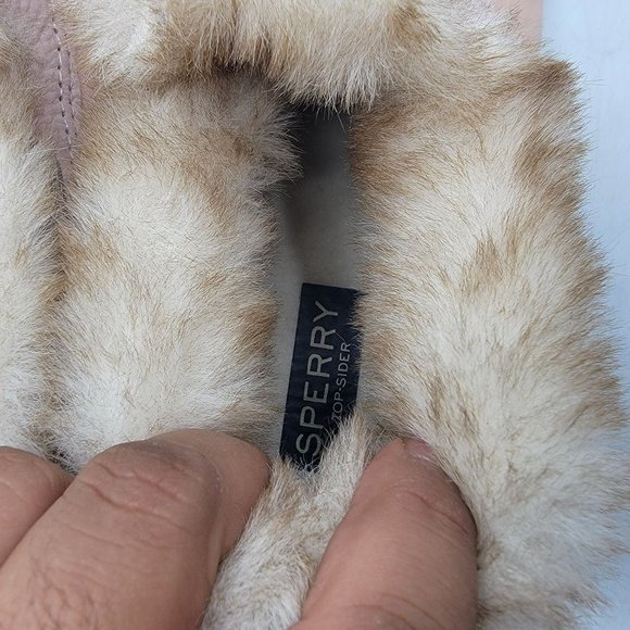 Sperry Top Sider Womens 8 Pink Faux Fur Lined Saltwater 1 Eye Cozy Rain Boot - Picture 10 of 14